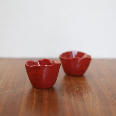Red Pinch Pot Cup Pair