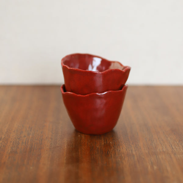 Red Pinch Pot Cup Pair