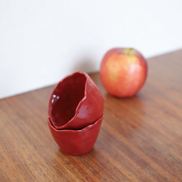Red Pinch Pot Cup Pair