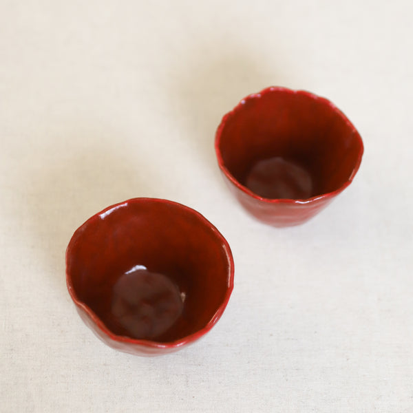 Red Pinch Pot Cup Pair